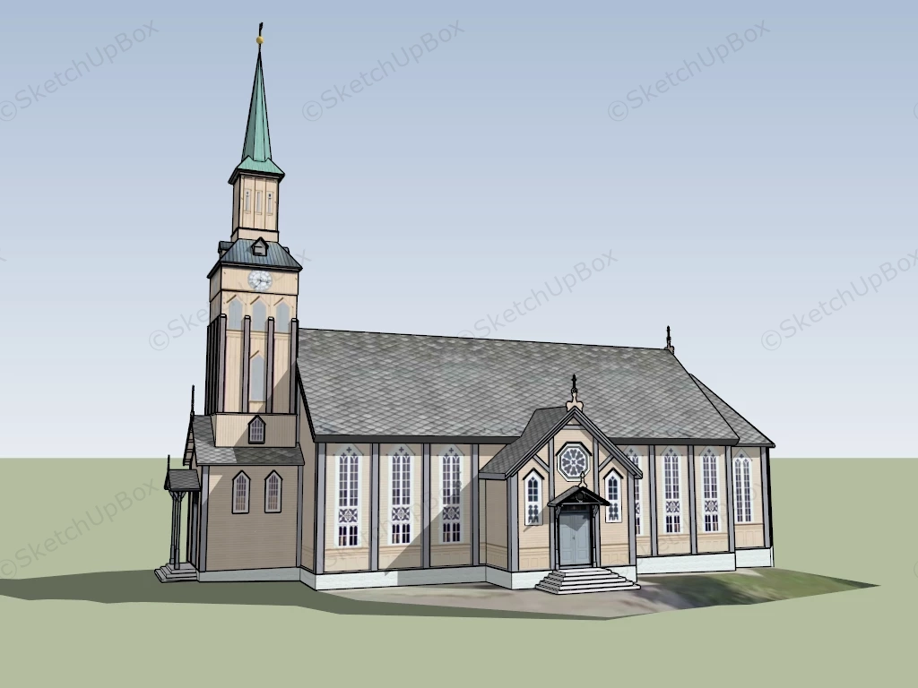 Tromsø Cathedral sketchup model preview - SketchupBox