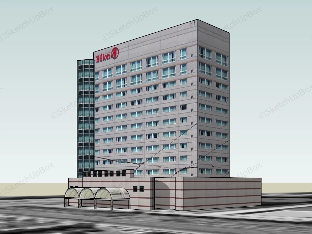 Hilton Hotel Exterior sketchup model preview - SketchupBox