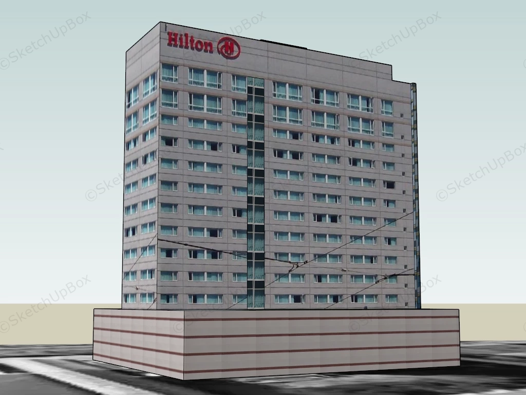 Hilton Hotel Exterior sketchup model preview - SketchupBox