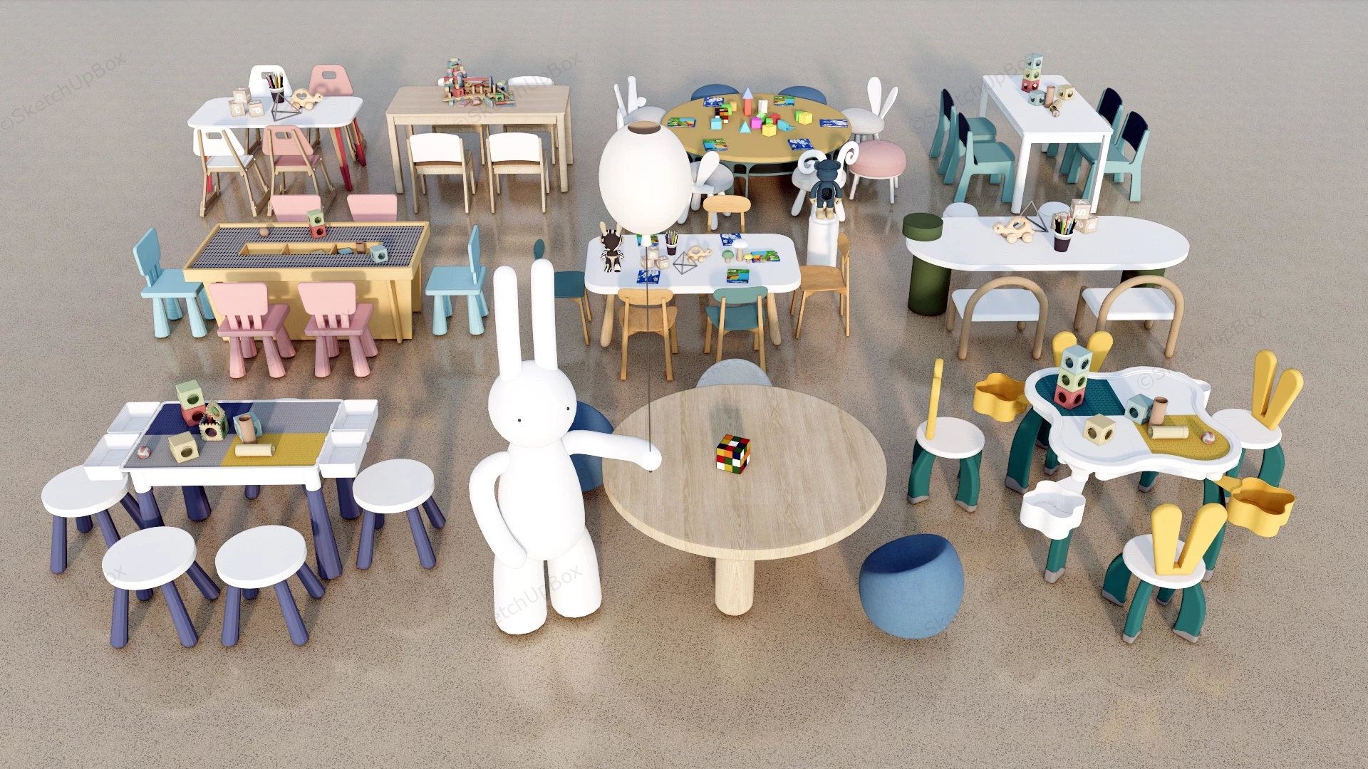 Kids Tables And Chairs Set Collection sketchup model preview - SketchupBox