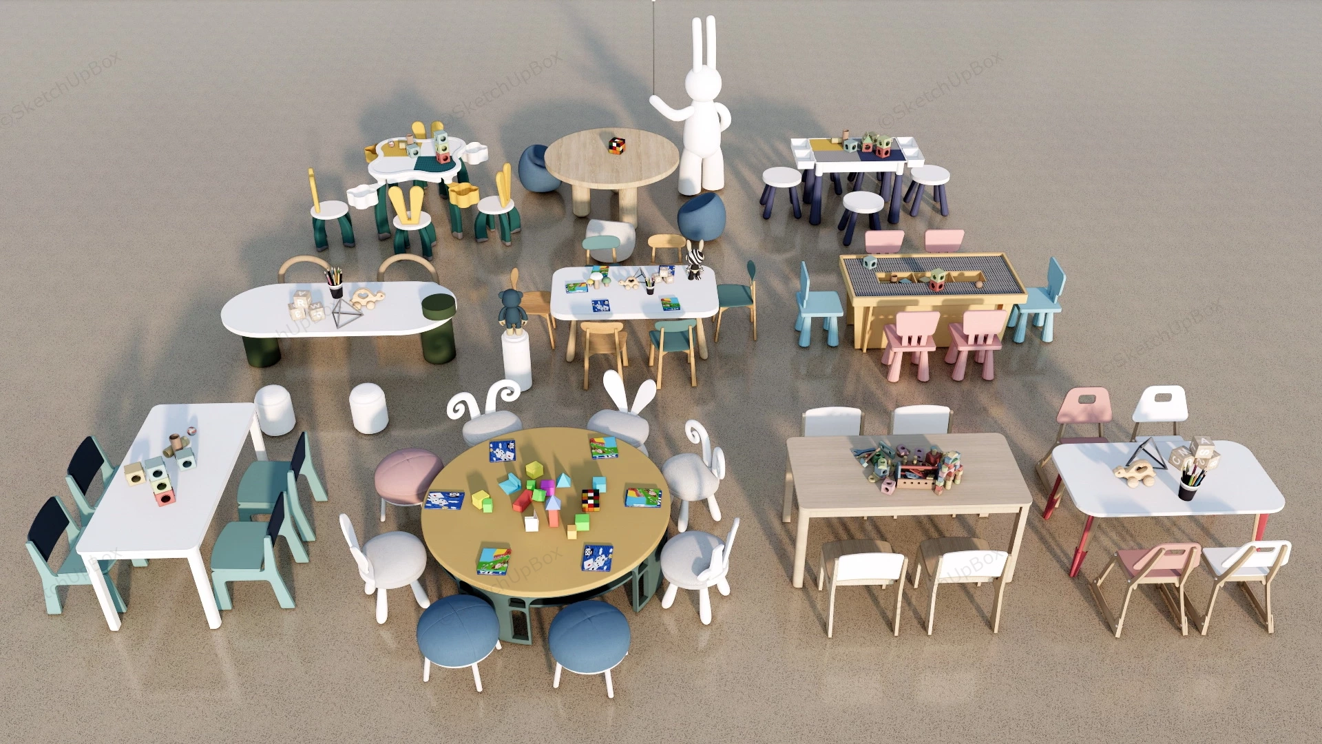 Kids Tables And Chairs Set Collection sketchup model preview - SketchupBox