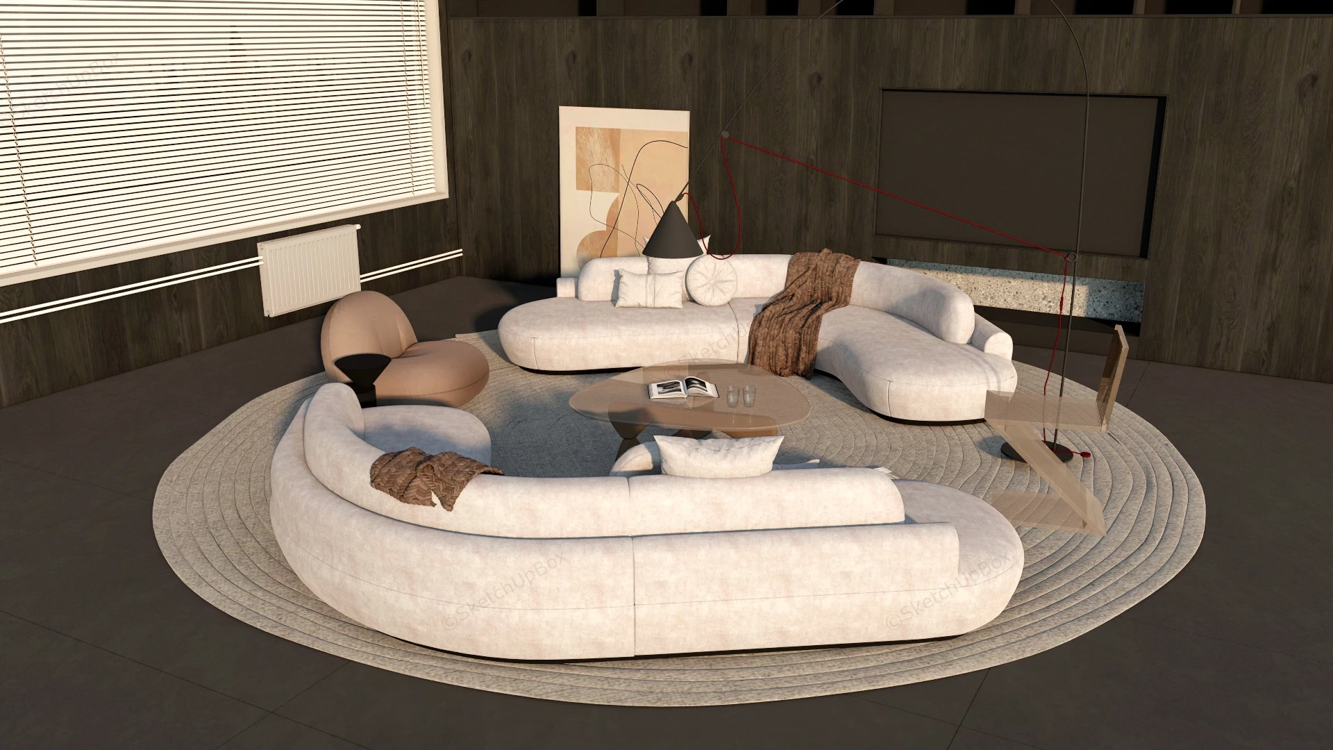 Curved Sofa Living Room Furniture sketchup model preview - SketchupBox