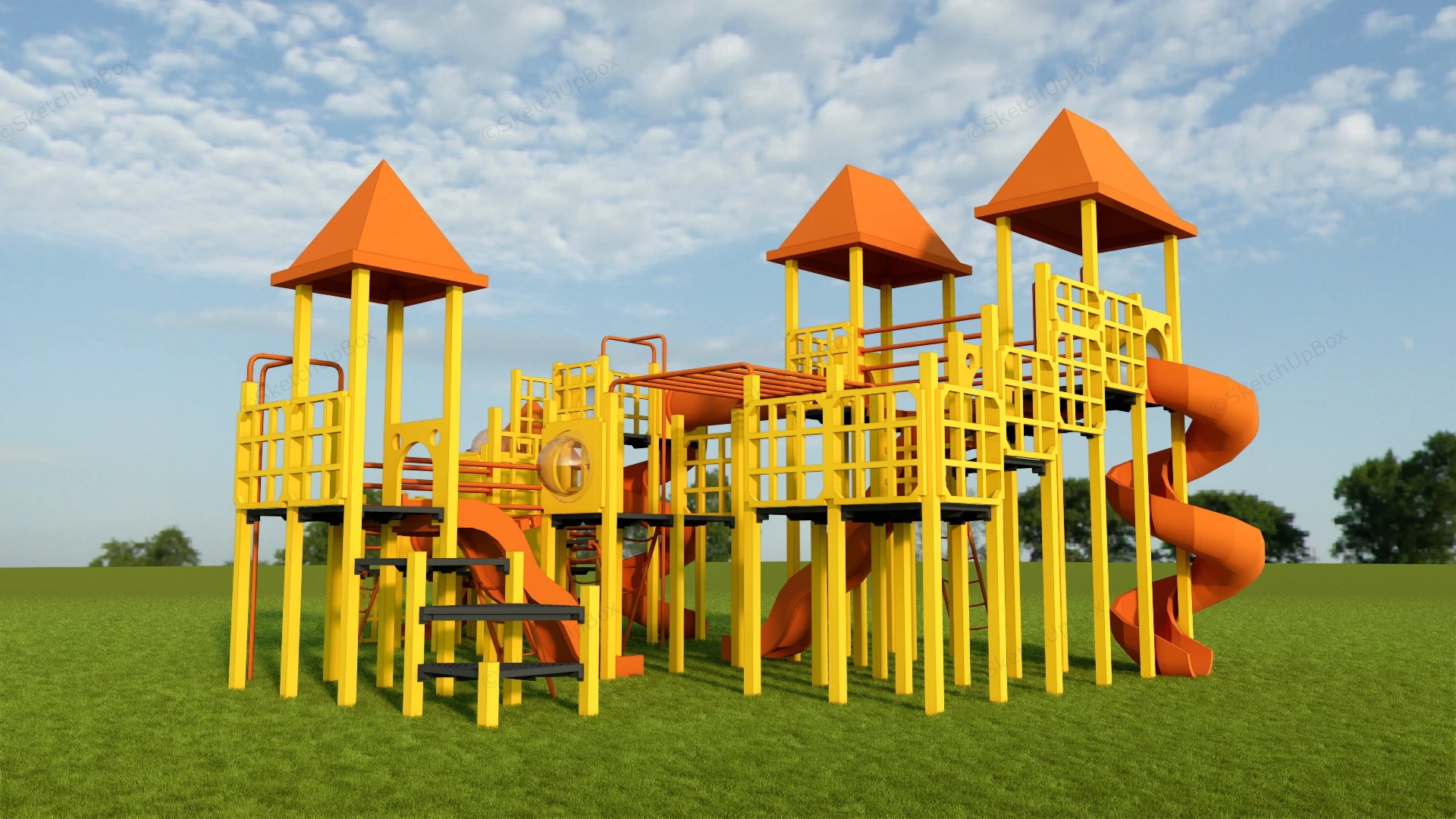 Commercial Playground Set sketchup model preview - SketchupBox