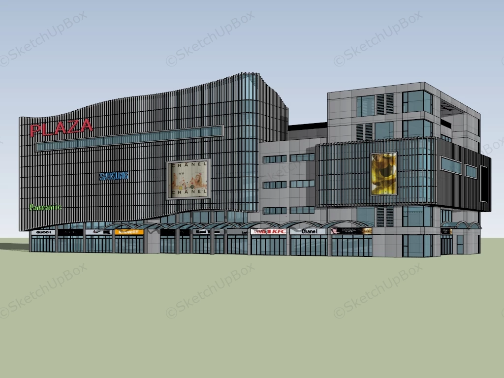 Commercial Plaza Design Architecture sketchup model preview - SketchupBox