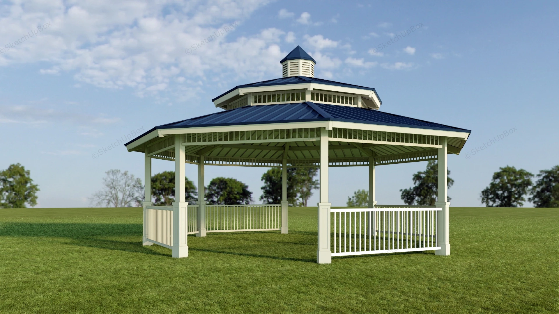 Craftsman Octagon Gazebo sketchup model preview - SketchupBox