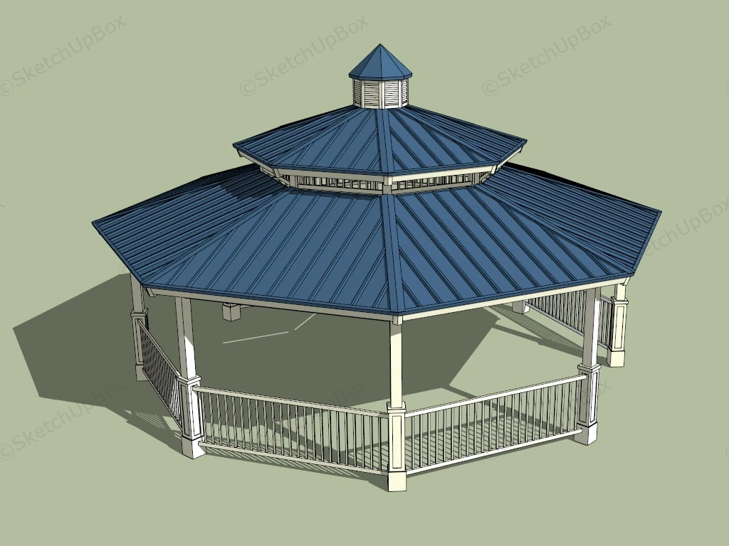 Craftsman Octagon Gazebo sketchup model preview - SketchupBox