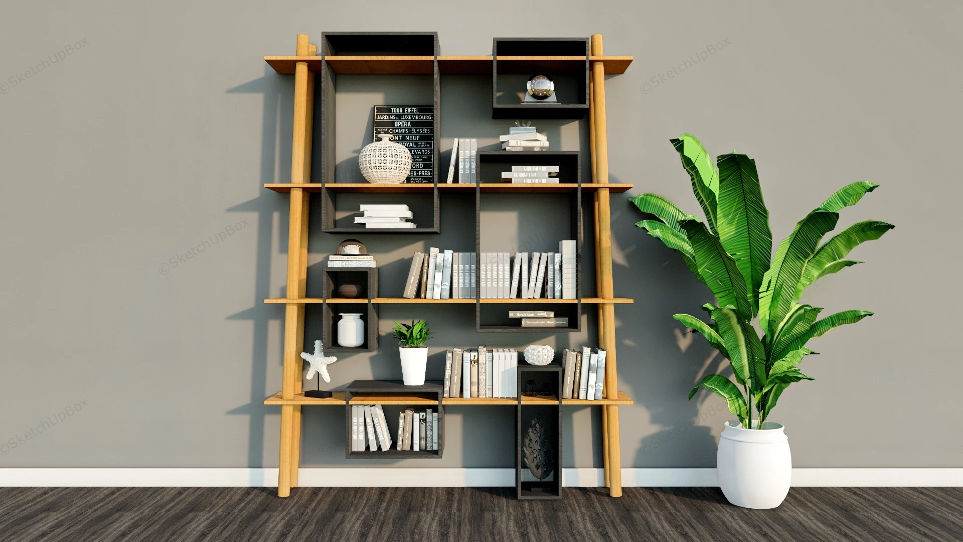 Minimalist Bookshelf Design sketchup model preview - SketchupBox