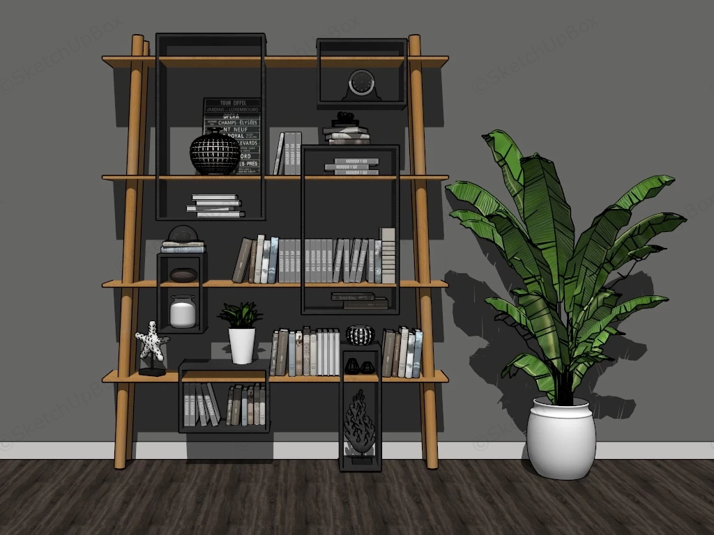 Minimalist Bookshelf Design sketchup model preview - SketchupBox