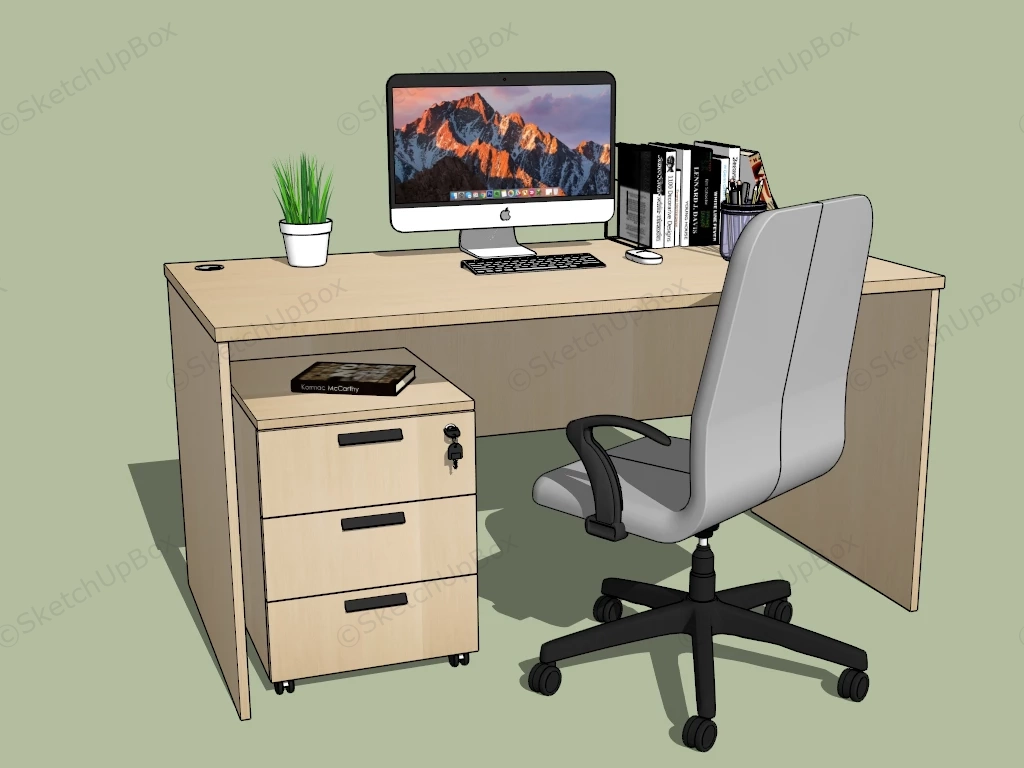 Home Computer Desk And Chair sketchup model preview - SketchupBox