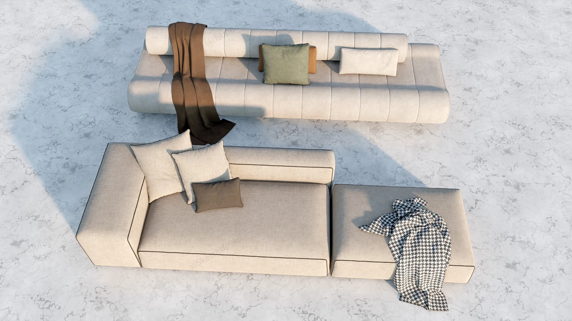 Modern Minimalist Fabric Sofa Design sketchup model preview - SketchupBox