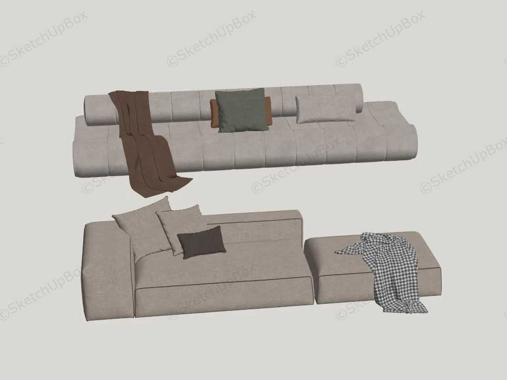 Modern Minimalist Fabric Sofa Design sketchup model preview - SketchupBox