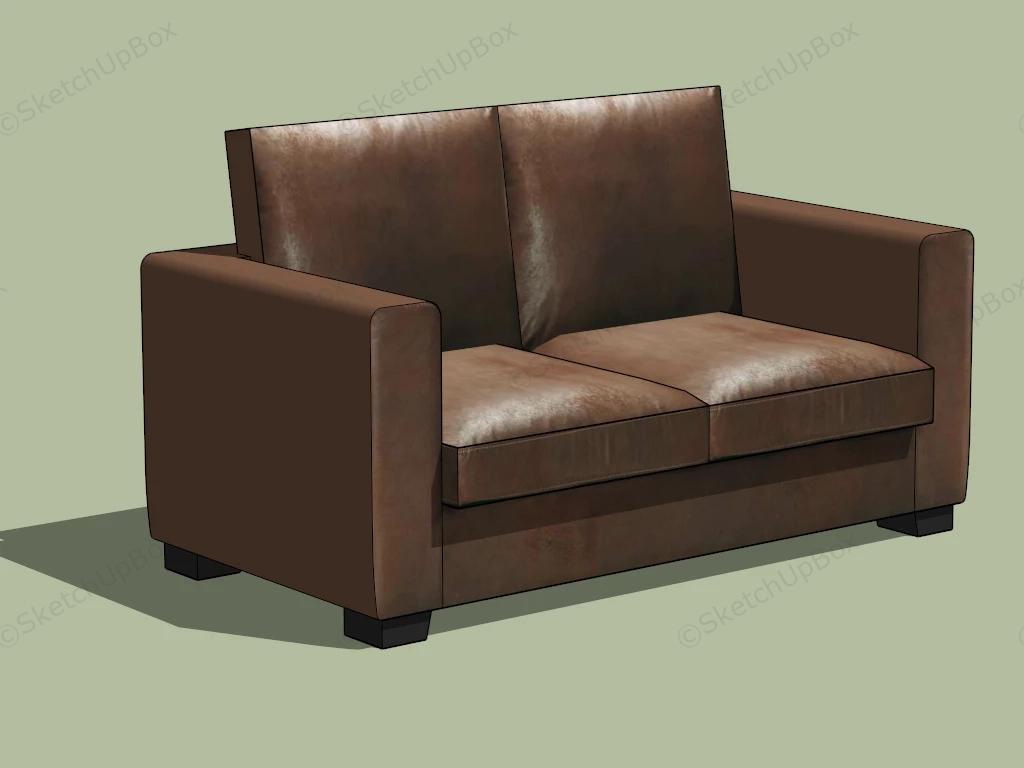 Brown Leather Loveseat sketchup model preview - SketchupBox