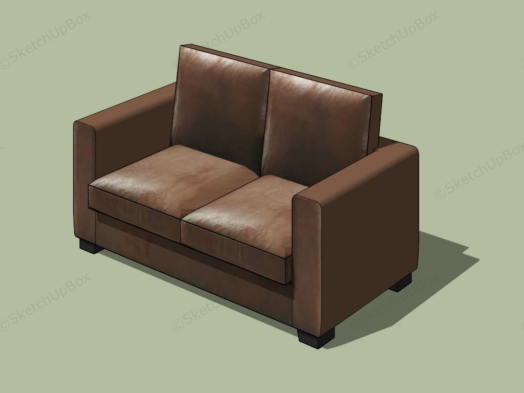 Brown Leather Loveseat sketchup model preview - SketchupBox