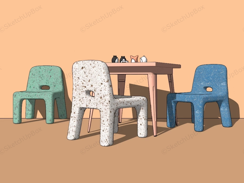 Kids Play Table And Chairs sketchup model preview - SketchupBox