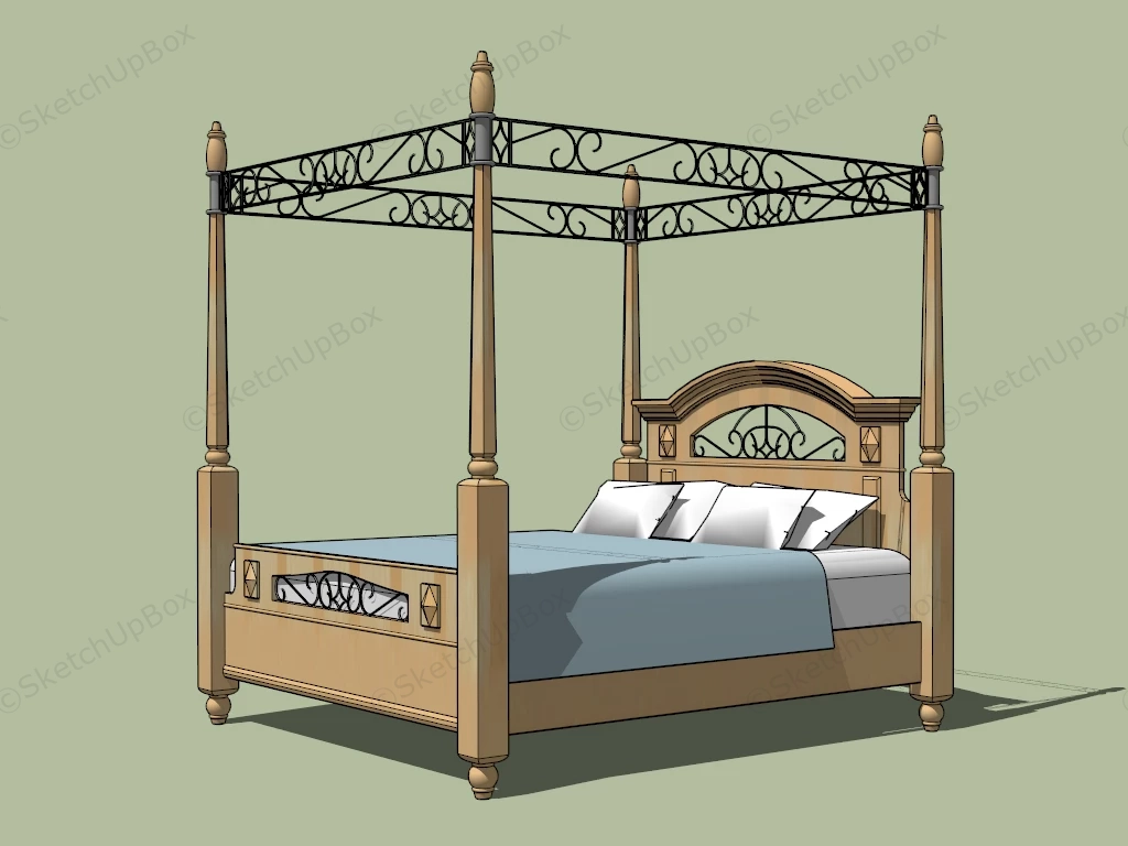 Four Poster Canopy Bed sketchup model preview - SketchupBox