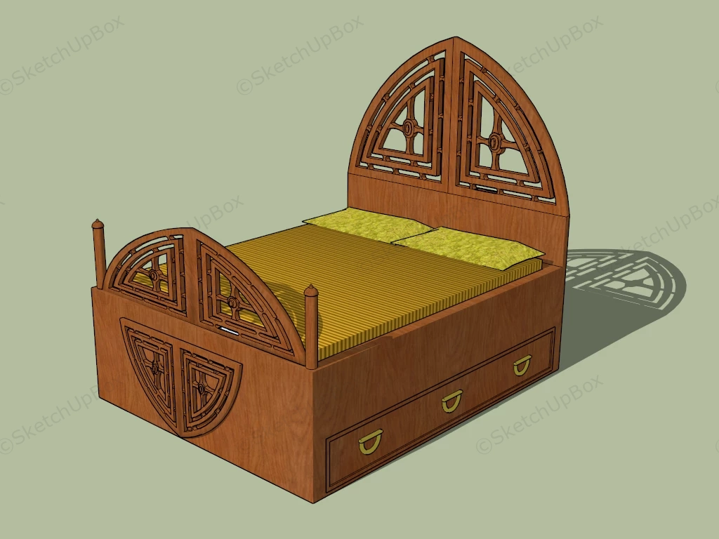 Antique Victorian Bed sketchup model preview - SketchupBox