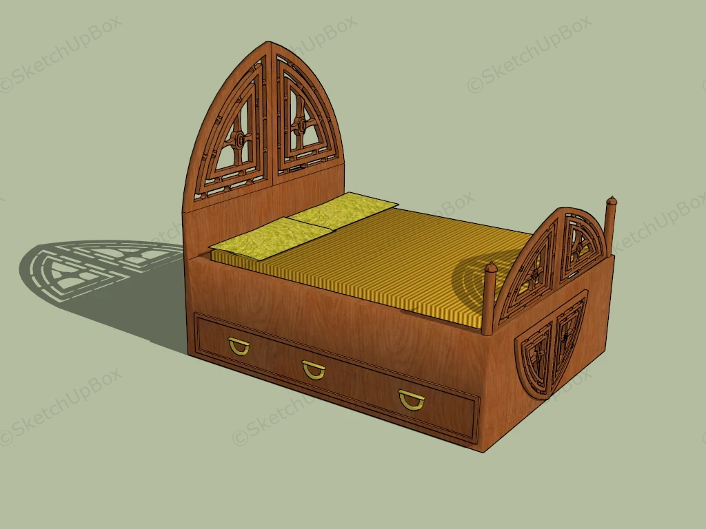 Antique Victorian Bed sketchup model preview - SketchupBox