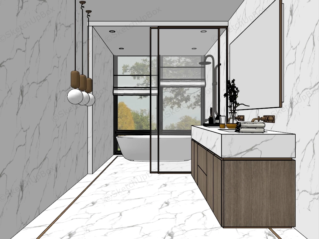 White Marble Bathroom Ideas sketchup model preview - SketchupBox