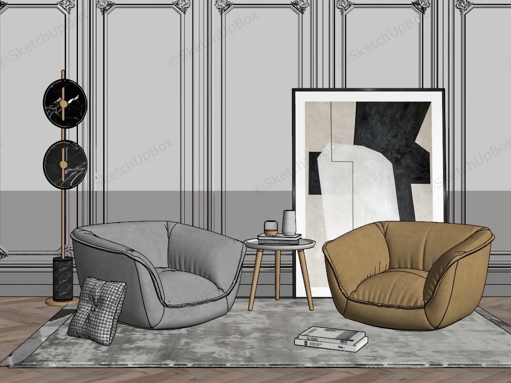 Cozy Bean Bag Sofa Set sketchup model preview - SketchupBox