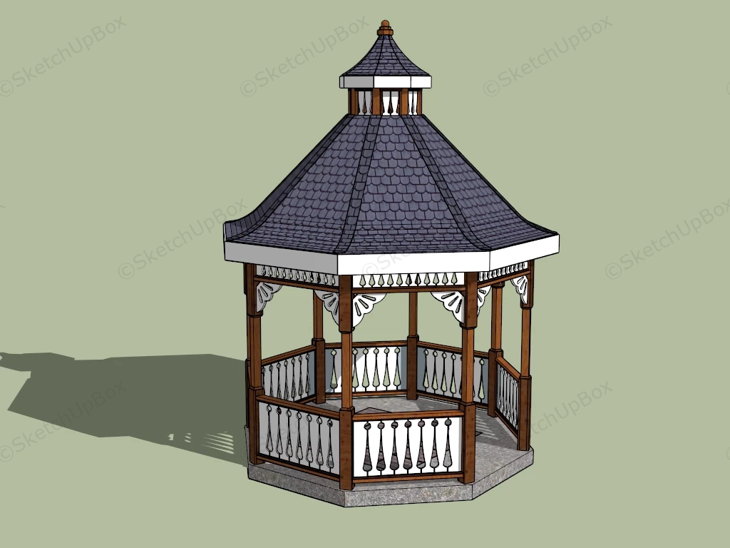 Single Roof Octagon Gazebo sketchup model preview - SketchupBox