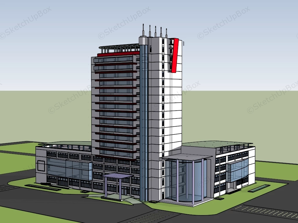 Modern Commercial Office Building sketchup model preview - SketchupBox