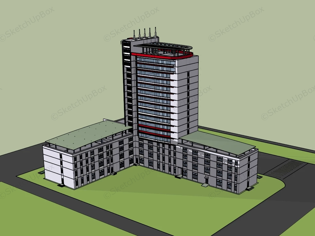 Modern Commercial Office Building sketchup model preview - SketchupBox