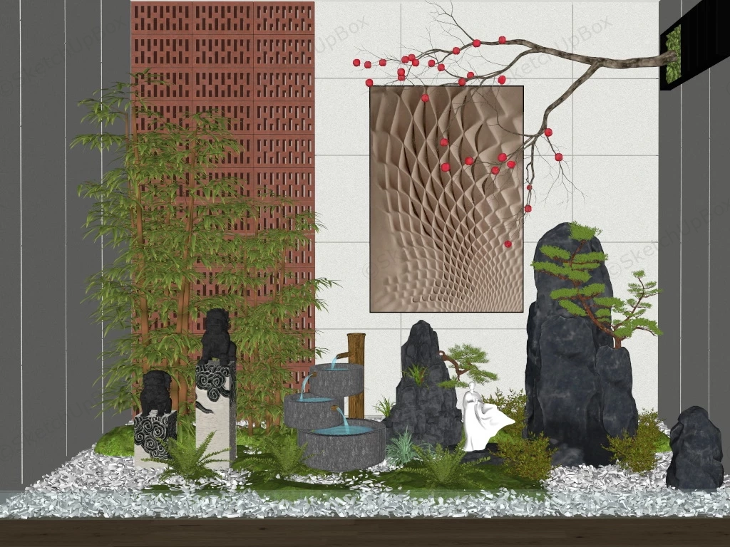 Small Indoor Zen Garden Ideas sketchup model preview - SketchupBox