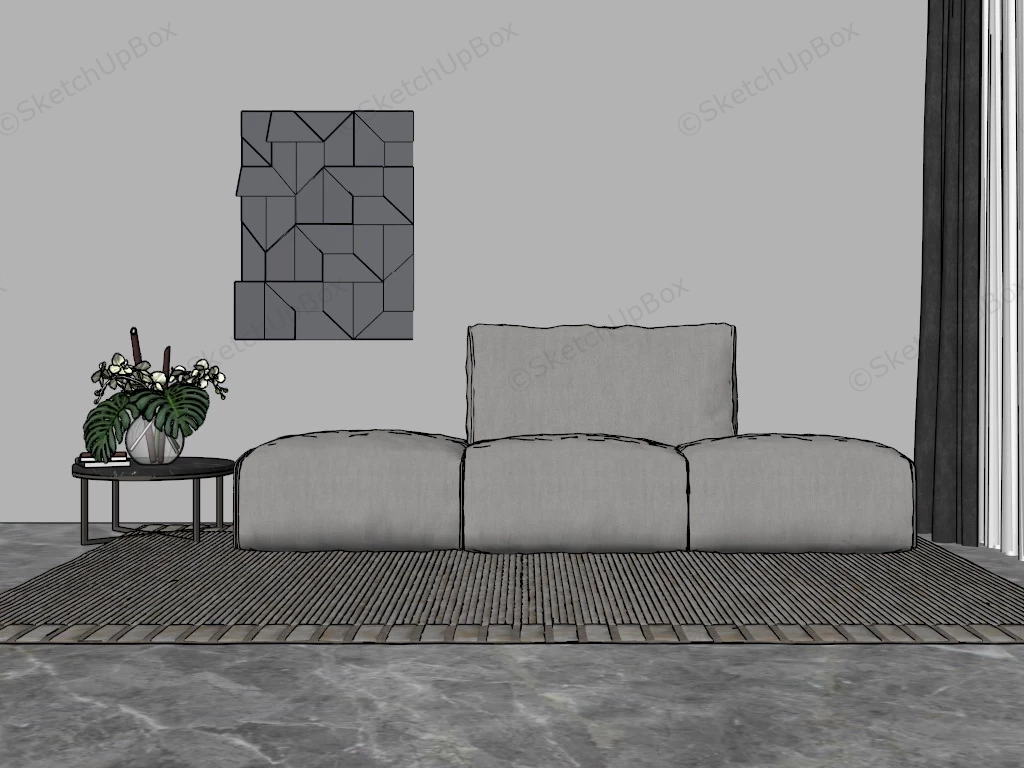 Modern Sofa And Side Table sketchup model preview - SketchupBox