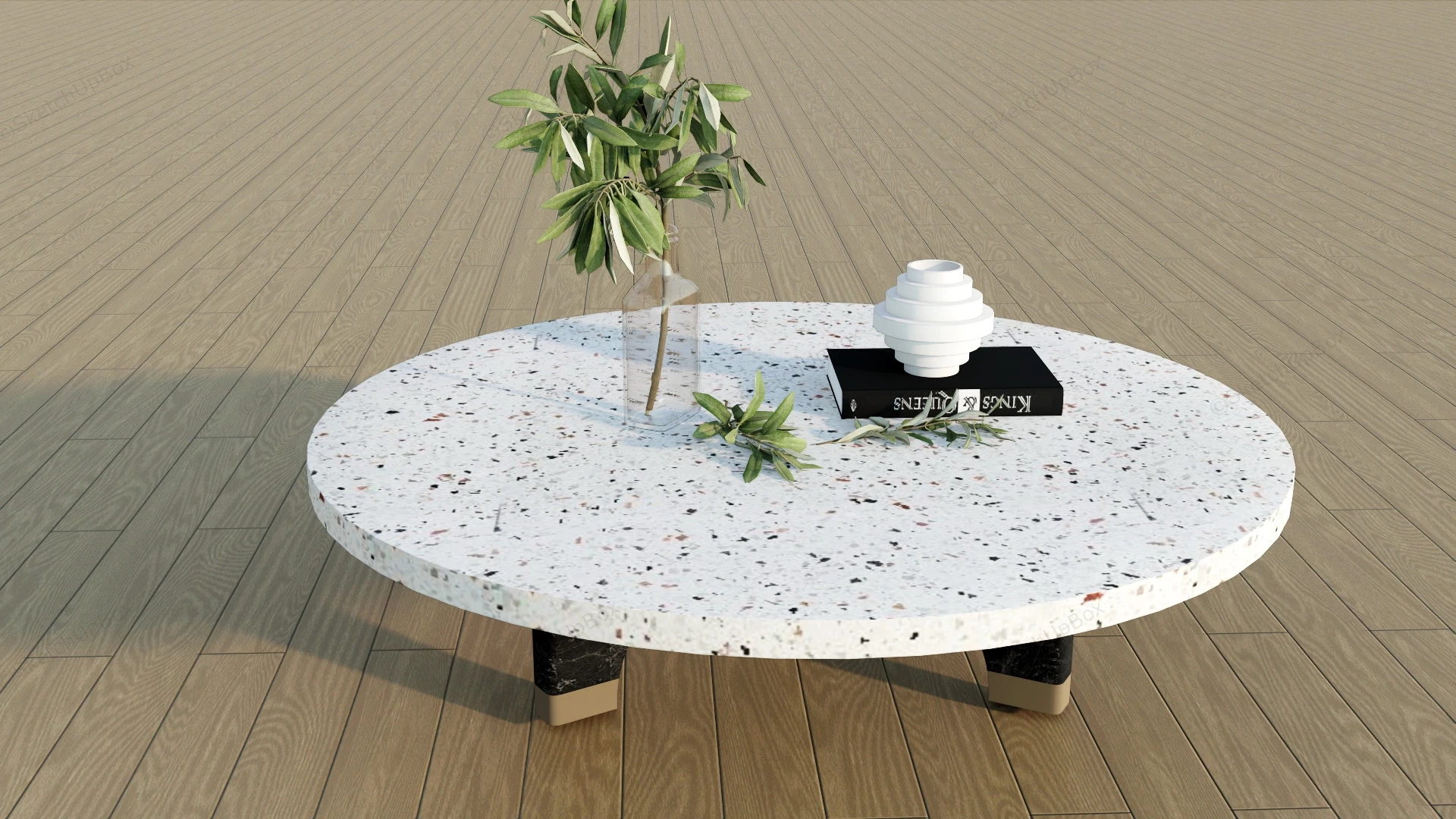 Round Granite Top Coffee Table sketchup model preview - SketchupBox