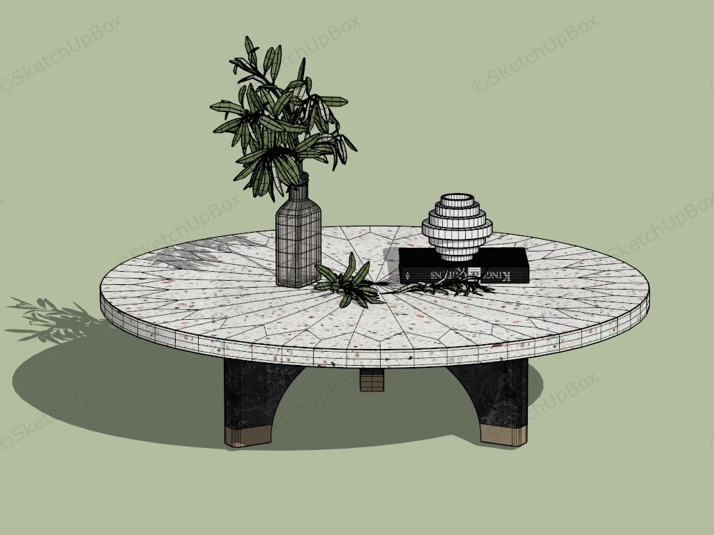 Round Granite Top Coffee Table sketchup model preview - SketchupBox