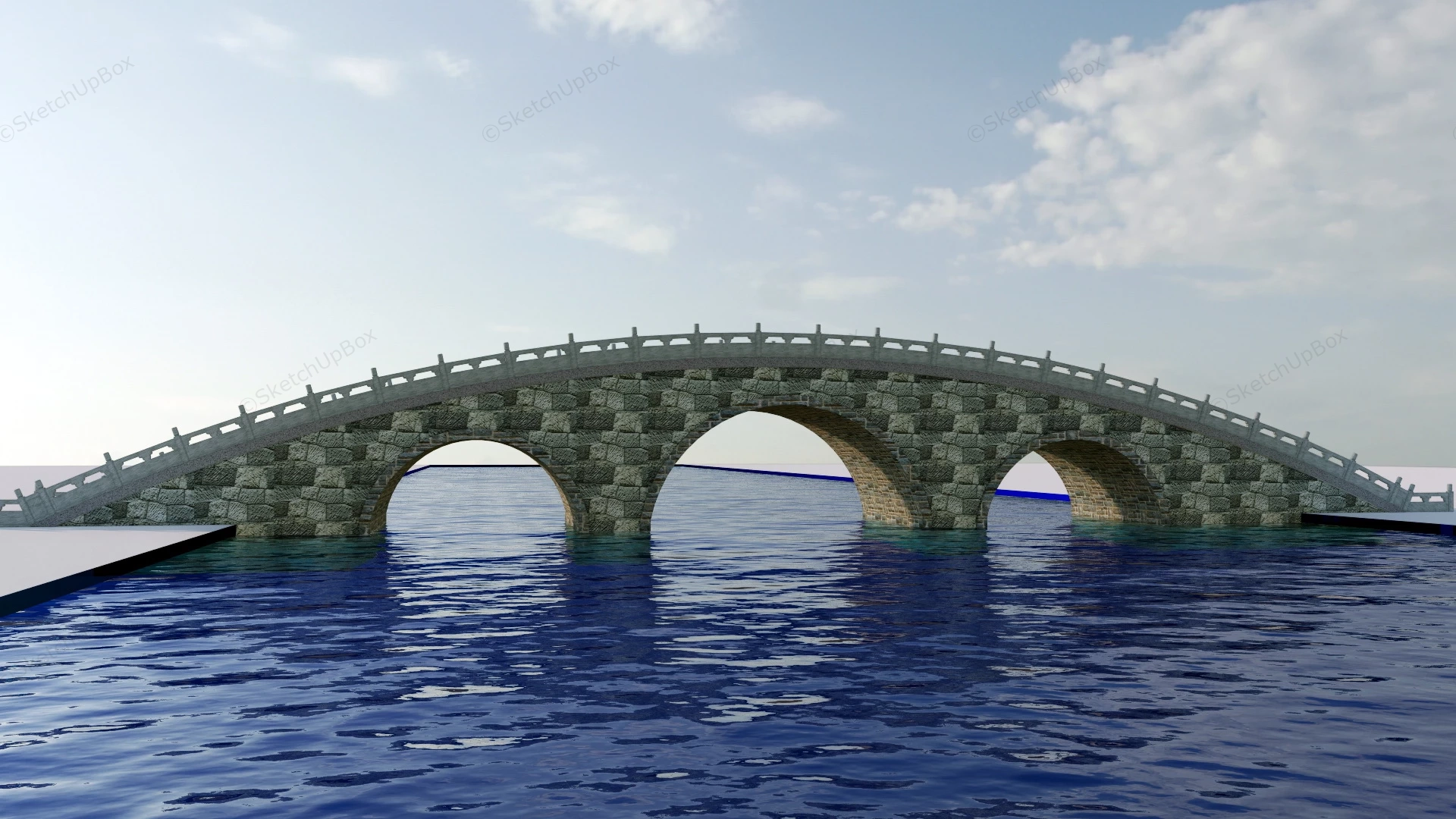 Ancient Stone Arch Bridge sketchup model preview - SketchupBox