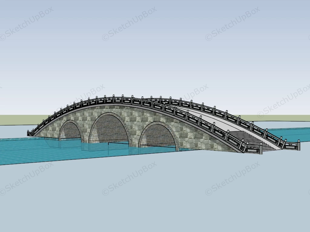 Ancient Stone Arch Bridge sketchup model preview - SketchupBox