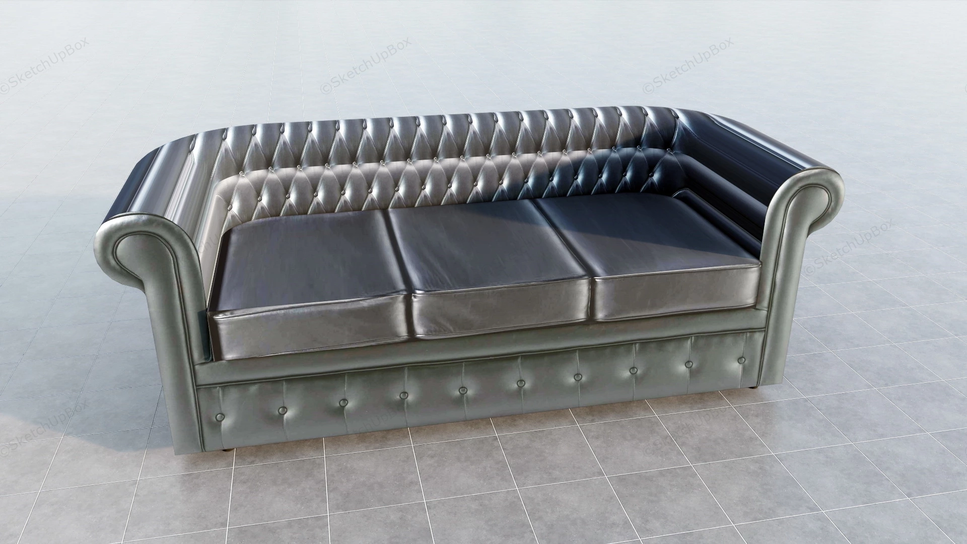 Black Leather Couch sketchup model preview - SketchupBox