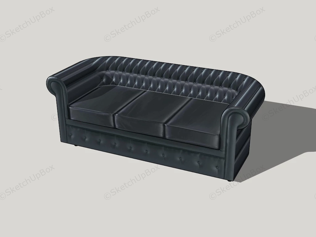 Black Leather Couch sketchup model preview - SketchupBox