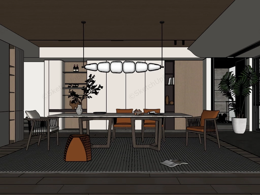 Spacious Dining Room sketchup model preview - SketchupBox