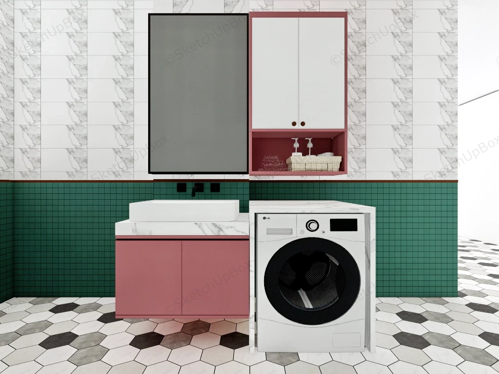 Bathroom Vanity With Washing Machine sketchup model preview - SketchupBox