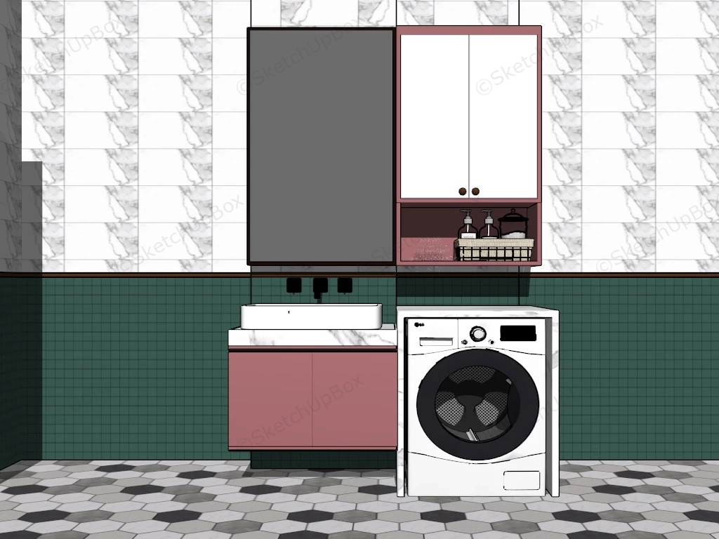 Bathroom Vanity With Washing Machine sketchup model preview - SketchupBox