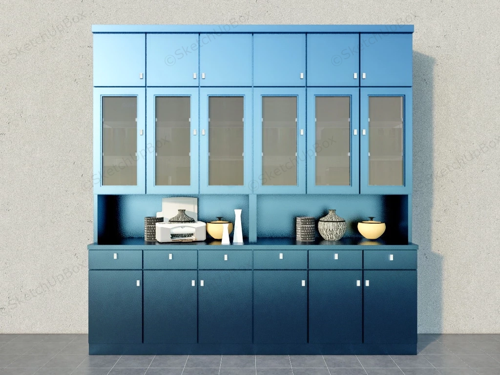 Blue Bookcase sketchup model preview - SketchupBox