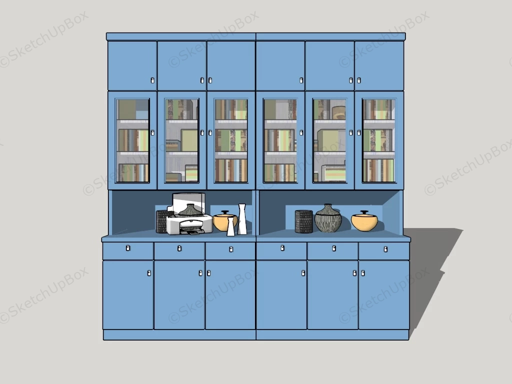 Blue Bookcase sketchup model preview - SketchupBox