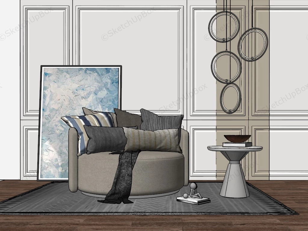 Armchair And Side Table sketchup model preview - SketchupBox