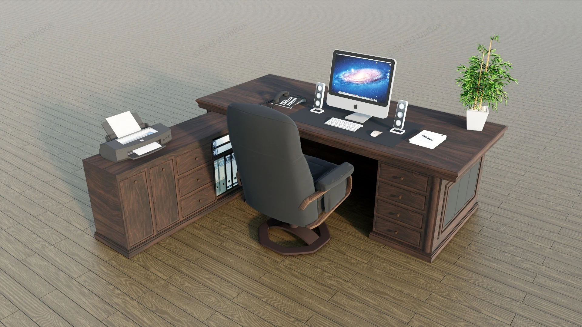 Executive Office Desk And Chair sketchup model preview - SketchupBox