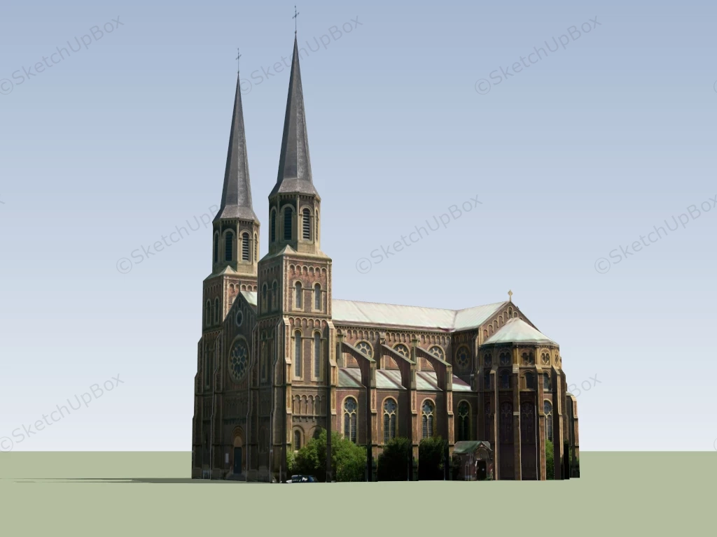 Old Catholic Church sketchup model preview - SketchupBox