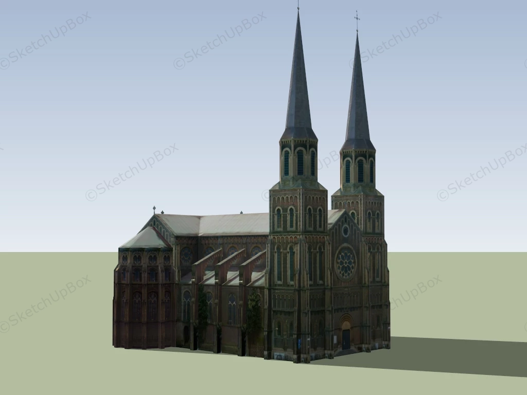 Old Catholic Church sketchup model preview - SketchupBox