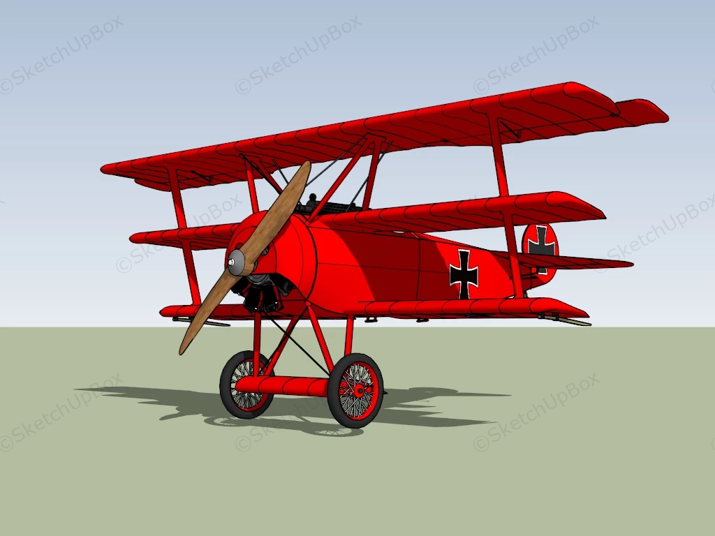 German Fokker Dr.I Fighter Aircraft sketchup model preview - SketchupBox