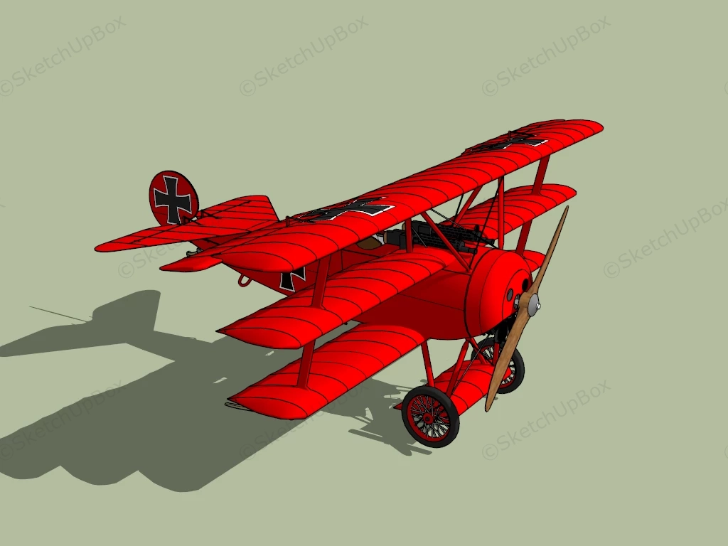 German Fokker Dr.I Fighter Aircraft sketchup model preview - SketchupBox