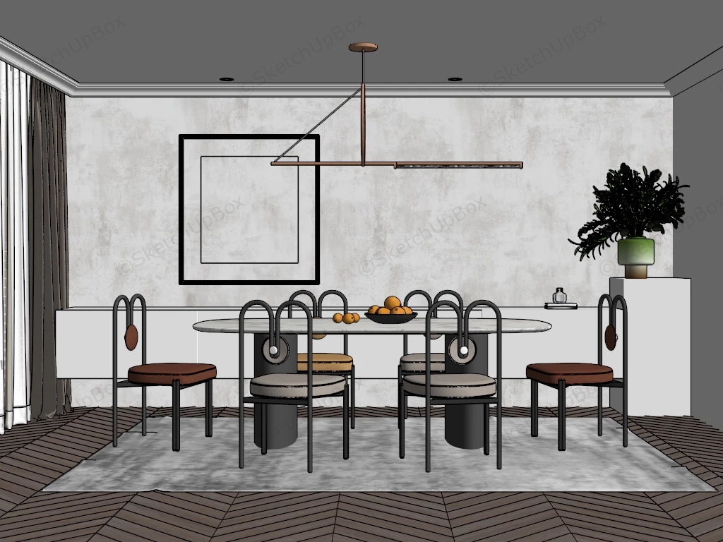 Modern Industrial Dining Room sketchup model preview - SketchupBox