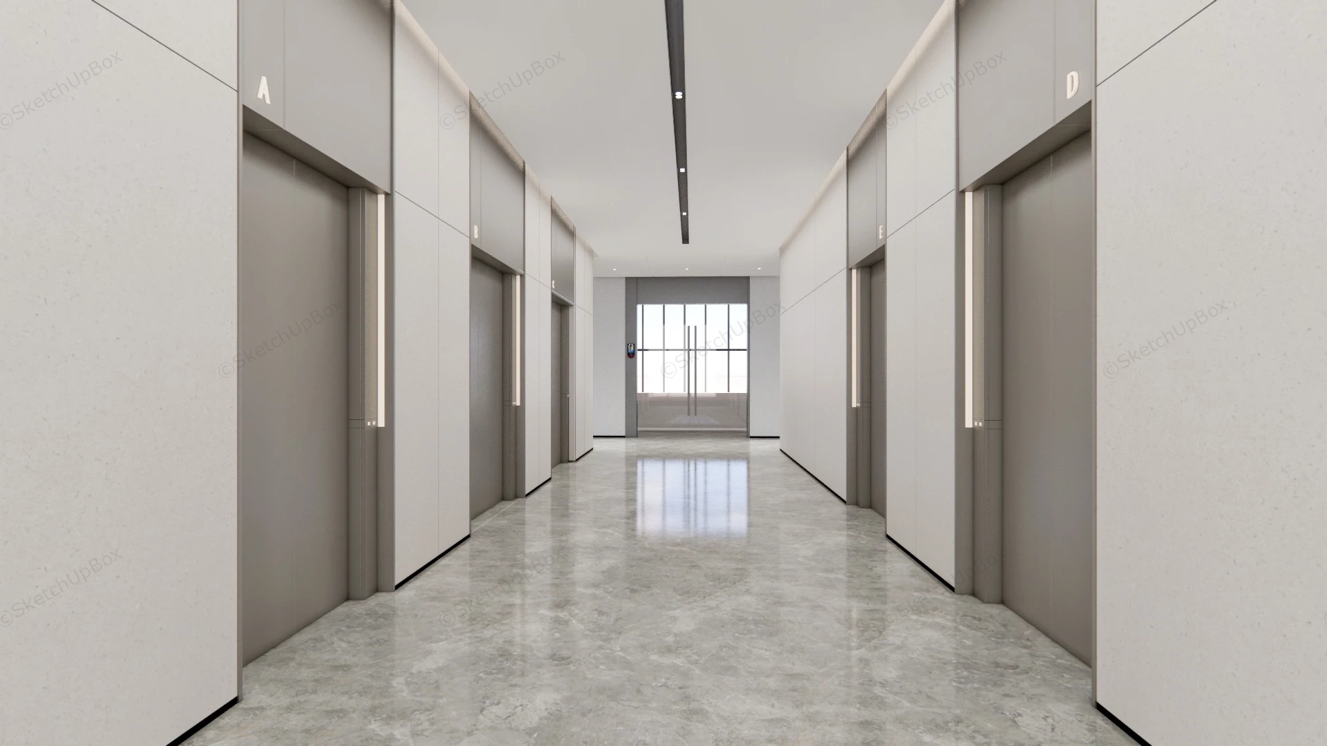 Elevator Lobby Design sketchup model preview - SketchupBox