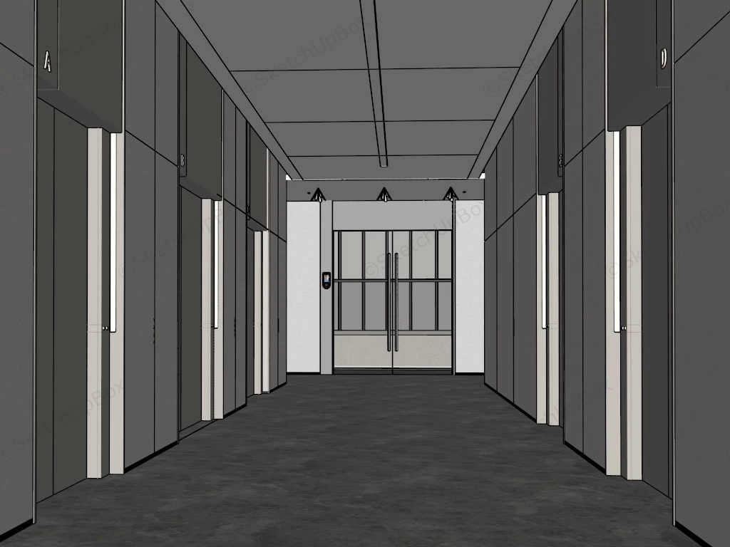 Elevator Lobby Design sketchup model preview - SketchupBox