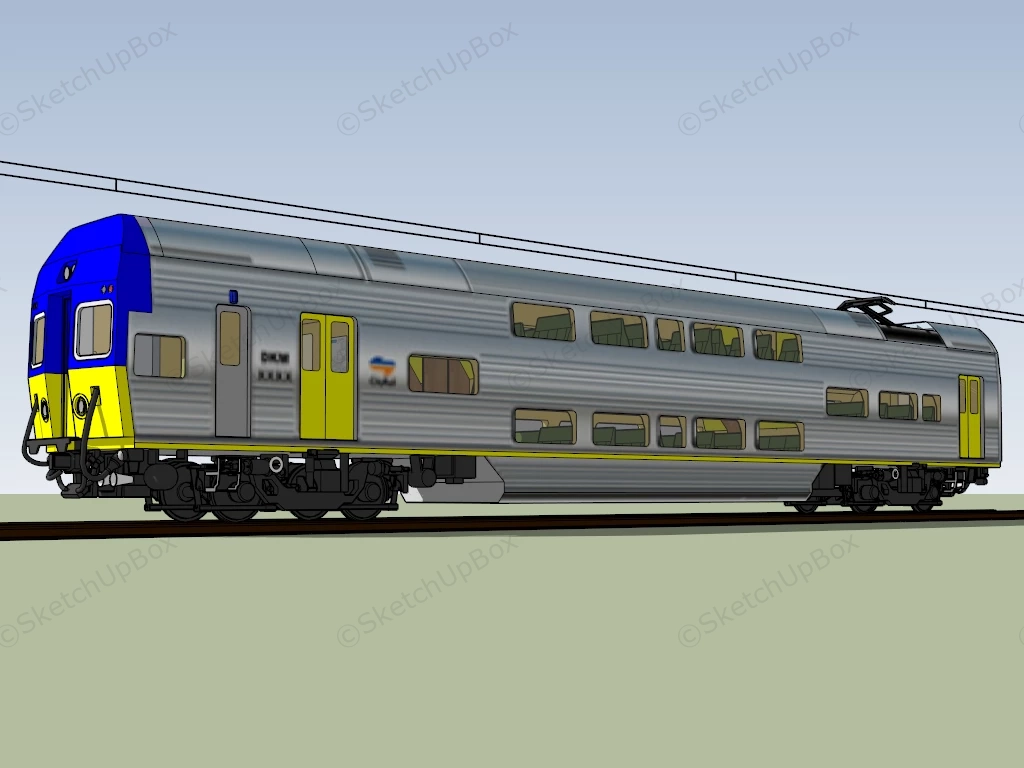 Double Decker Rail Car sketchup model preview - SketchupBox