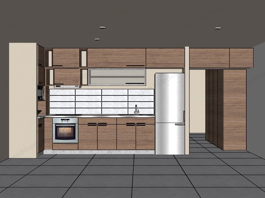 Modular Kitchen For Small Space sketchup model preview - SketchupBox